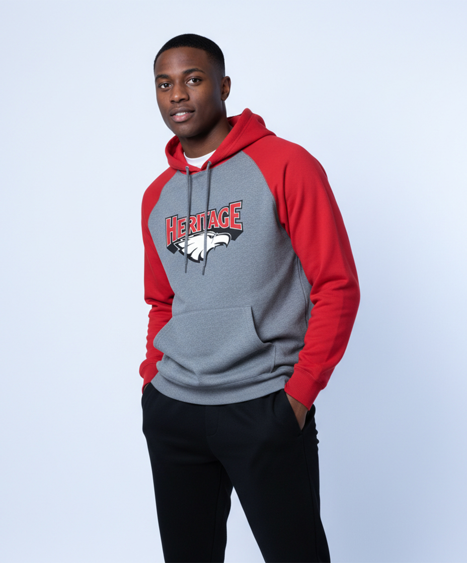 RAGLAN COLORBLOCK PULLOVER HOODED SWEATSHIRT