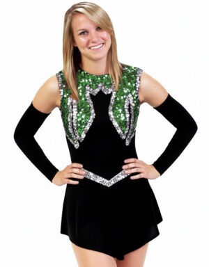 Majorette dress made with lycra, sequins and sequins trim.