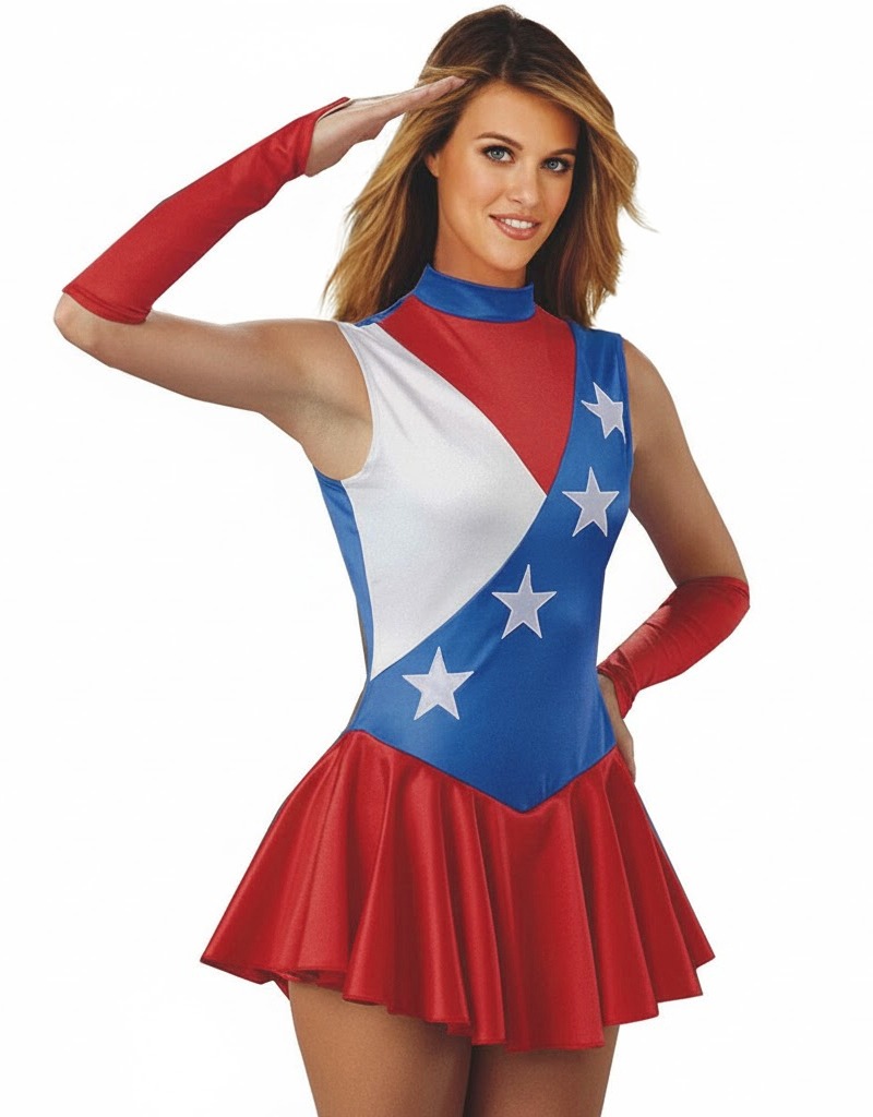 Patriotic Dress 1 Majorette dress made with lycra, with embroidered stars.