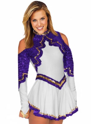 majorette dress with Open Shoulder made with lycra and sequins.