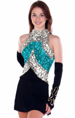 Majorette dress made with lycra, sequins and sequins trim.