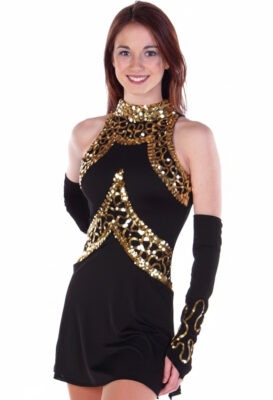 Majorette dress made with lycra, sequins and sequins trim.