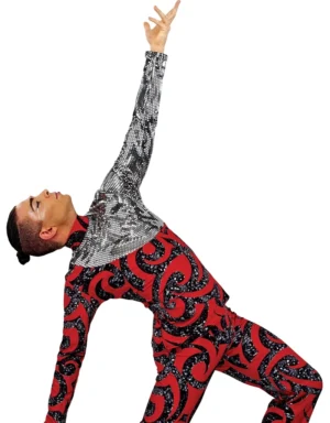 Male model wearing the Hybrid Mock-T Long Sleeve Top (AA44M) and SP7750M Male Pants in a dynamic pose.