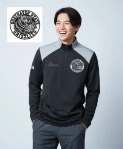 ADIDAS - TEXTURED MIXED MEDIA QUARTER-ZIP PULLOVER