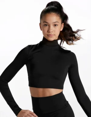 Mock Neck Long Sleeve Crop Top 14859