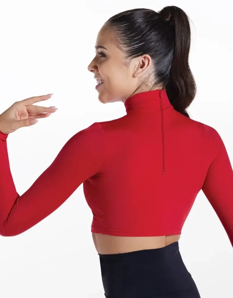 Mock Neck Long Sleeve Crop Top 14859