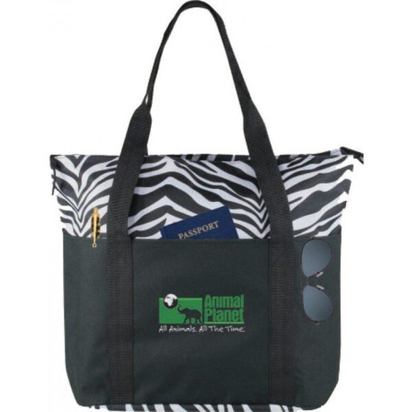 ZEBRA ZIPPERED TOTE BAG