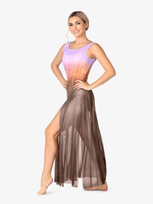 WATERCOLOUR LONG TANK MESH LYRICAL DRESS
